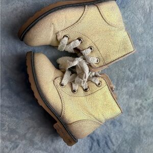 Cat & Jack Gold Glitter Lace-Up Boots